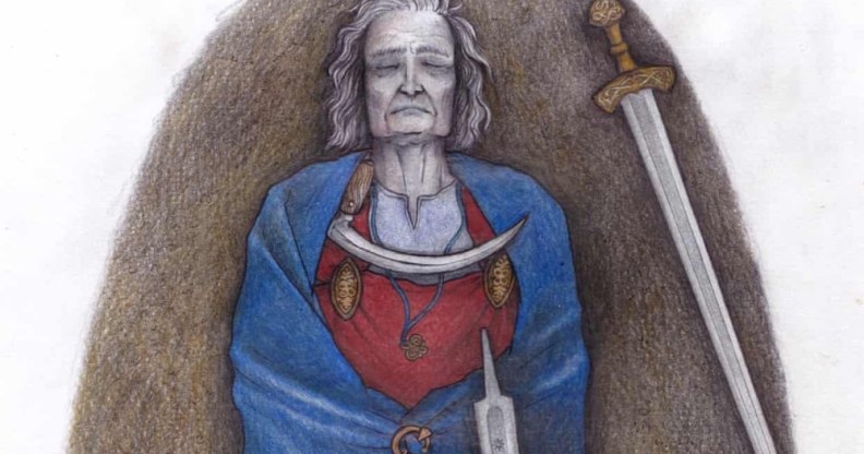 An illustration of a person in the grave