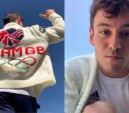 Tom Daley wearing a Team GB cardigan