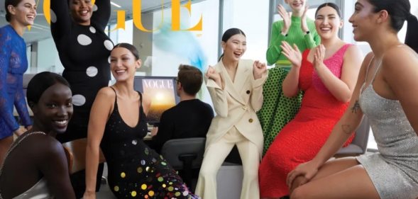 Kaia Gerber, Anok Yai, Precious Lee, Bella Hadid, Sherry Shi, Ariel Nicholson, Yumi Nu and Lola Leo on the cover of Vogue