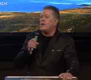 Destiny Church bishop Brian Tamaki speaking at a service