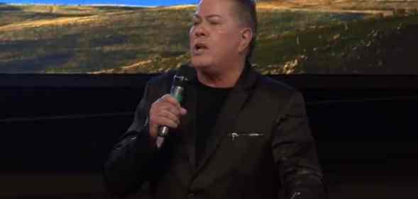Destiny Church bishop Brian Tamaki speaking at a service