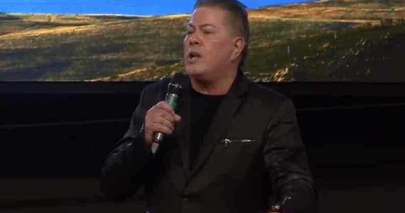 Destiny Church bishop Brian Tamaki speaking at a service