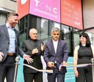 Sadiq Khan cuts the rainbow ribbon at the UK's first LGBT+ affirming retirement community, Tonic@Bankhouse