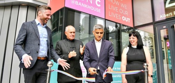 Sadiq Khan cuts the rainbow ribbon at the UK's first LGBT+ affirming retirement community, Tonic@Bankhouse