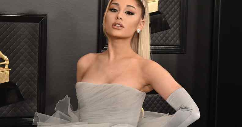 Ariana Grande in a grey dress