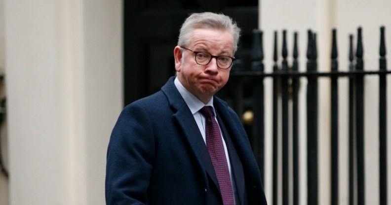 Michael Gove, Conservative Party MP for Surrey Heath, walks along Downing Street