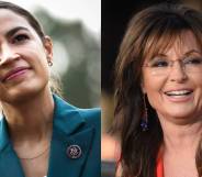 Side by side image of Alexandra Ocasio-Cortez (AOC) and Sarah Palin