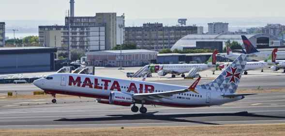 A Malta Air Boeing 737-8-200 MAX takes off