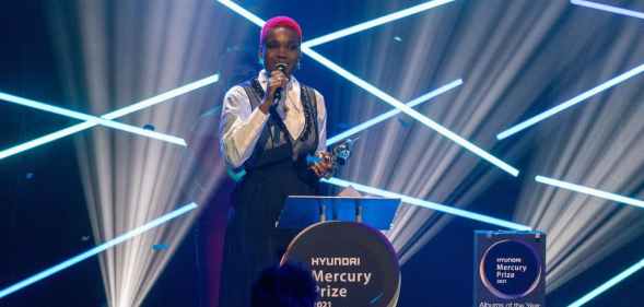 Arlo Parks giving a speech after winning the 2021 Mercury Prize