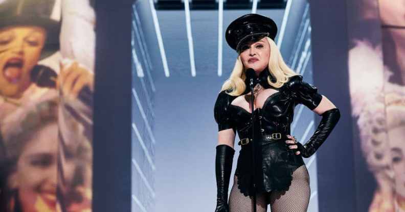 Madonna on stage at the MTV VMAs