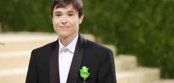 Elliot Page posing on the red carpet at the 2021 Met Gala