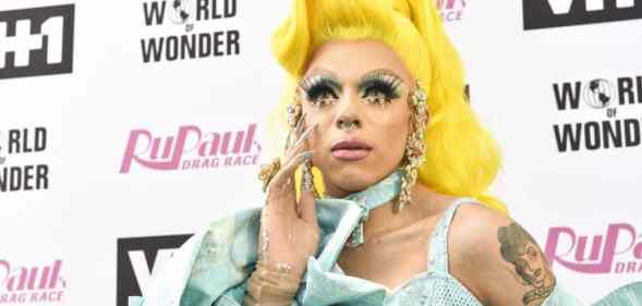 Aja attends "RuPaul's Drag Race" season nine final in a stunning blue outfit