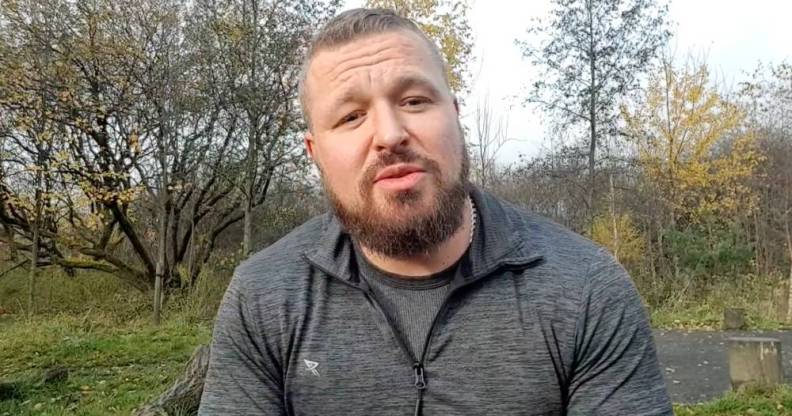 Scottish actor and LGBT+ activist David Paisley is seen outside after a run