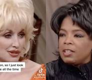 A side by side image of Dolly Parton and Oprah Winfrey from a TikTok video which included a snippet from a 2003 interview between the country music star and Oprah
