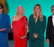 Schitt's Creek cast during their appearance at the Emmys