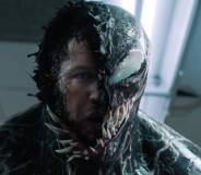 A picture of Eddie Brock and Venom fused together from the 2018 film Venom