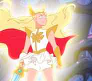 A picture of She-Ra from the animated series She-Ra: Princess of Power which was produced by DreamWorks Animation for Netflix