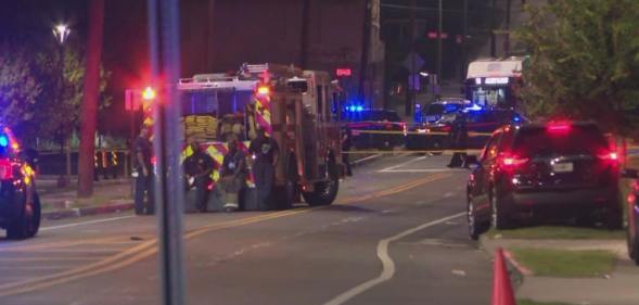 A fire truck outside an Atlanta nightclub