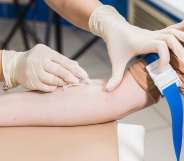 Close-up of doctor taking blood