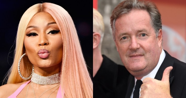 Headshots of Nicki Minaj and Piers Morgan