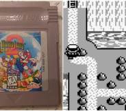 Super Mario Land 2 on the Game Boy, cartridge next to screenshot from game