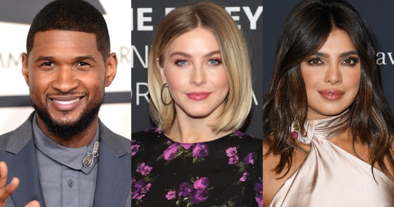 Headshots of Usher, Julianne Hough and Priyanka Jonas