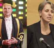 Adam Tickell giving an online address to students and Kathleen Stock speaking about a debate