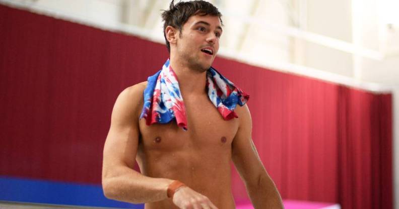 Tom Daley after he won gold at the Men's Platform Final during the British National Diving Cup in 2019