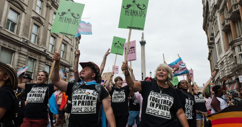 Mermaids marches at Pride in London 2019