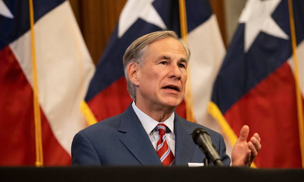 A picture of Greg Abbott during a press conference