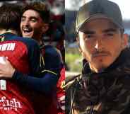 side by side images of openly gay football star Josh Cavallo