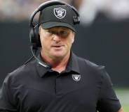 A picture of Las Vegas Raiders head coach Jon Gruden during a game against the Chicago Bears