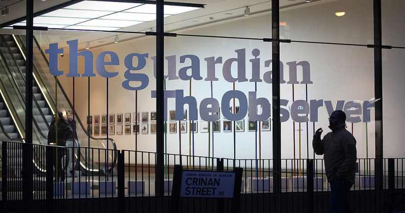 A picture of The Guardian and The Observer logos at the newspapers' London offices