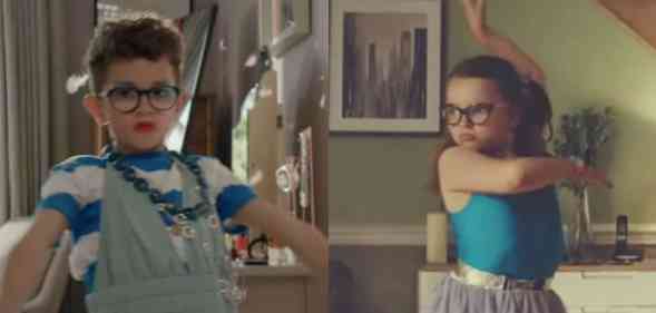 Stills from two separate Joh Lewis adverts which show a boy and a girl dancing around their homes