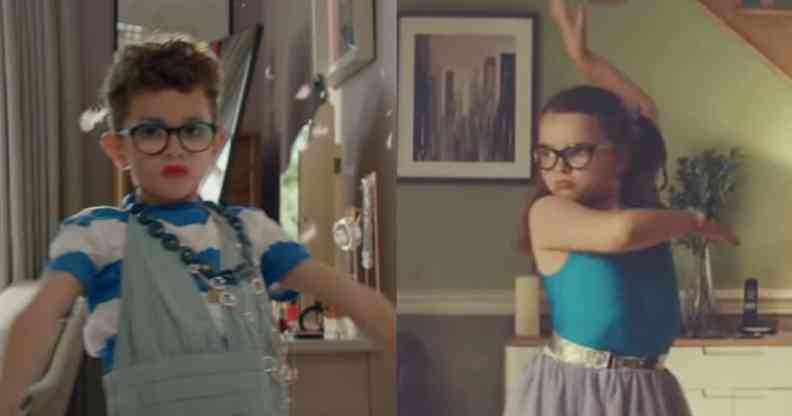 Stills from two separate Joh Lewis adverts which show a boy and a girl dancing around their homes