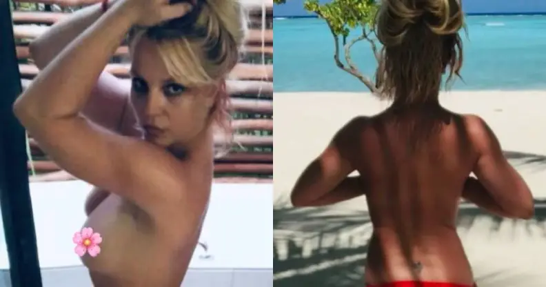 Britney Spears poses nude in a celebratory beach holiday on Instagram