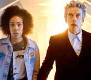 A picture of Pearl Mackie as Bill Potts alongside Peter Capaldi as Doctor Who