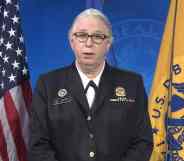 Dr Rachel Levine is sworn in as a four-star admiral of the US Public Health Service Commissioned Corps