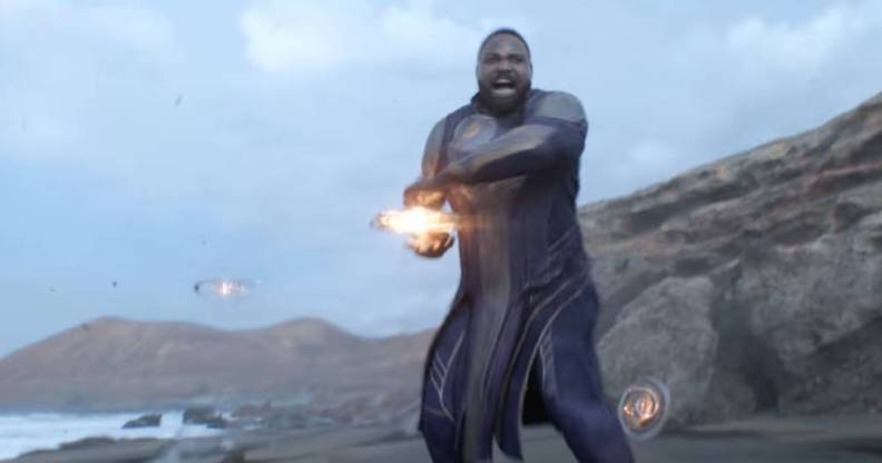 A still image of Phastos from Eternals. The character is the first openly gay superhero in the Marvel Cinematic Universe