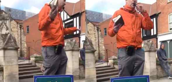 A street preacher is confronted in Lincoln over his anti-gay comments