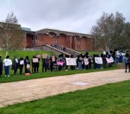 Studnets protesting at the University of Sussex against Kathleen Stock
