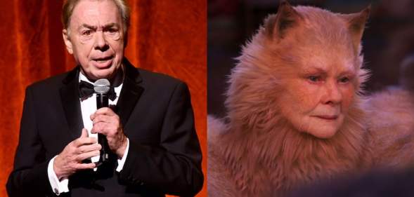 Andrew Lloyd Webber (left) and Judi Dench in Cats (right)
