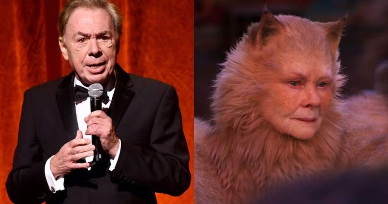 Andrew Lloyd Webber (left) and Judi Dench in Cats (right)