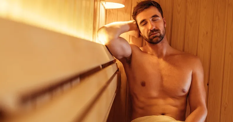 Man enjoys a gay sauna