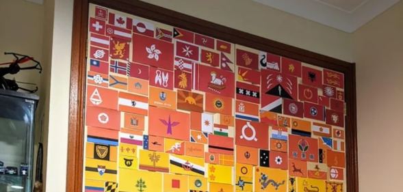 A collage of dozens of flags