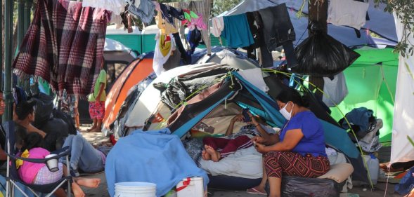 People in the Reynosa refugee camp in Mexico