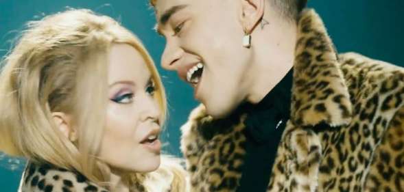 Kylie Minogue and Olly Alexander in the music video for A Second to Midnight