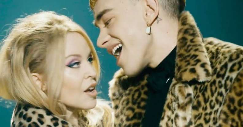 Kylie Minogue and Olly Alexander in the music video for A Second to Midnight