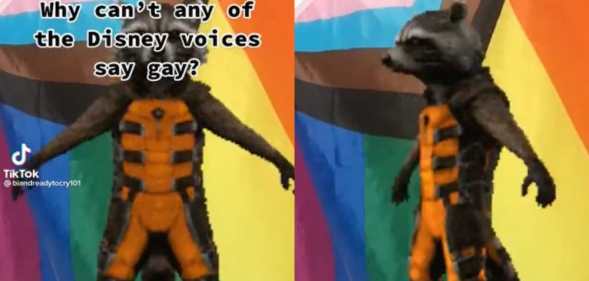Disney character on TikTok with LGBT+ Pride flag