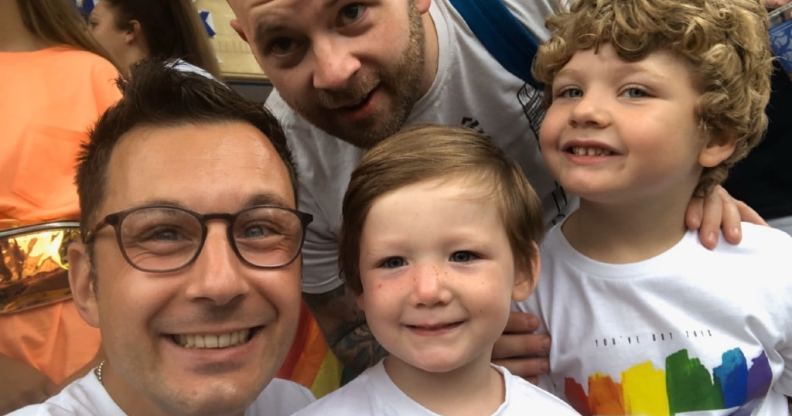 Gareth Peter and his partner Mark with their two sons Anthony and Noah.